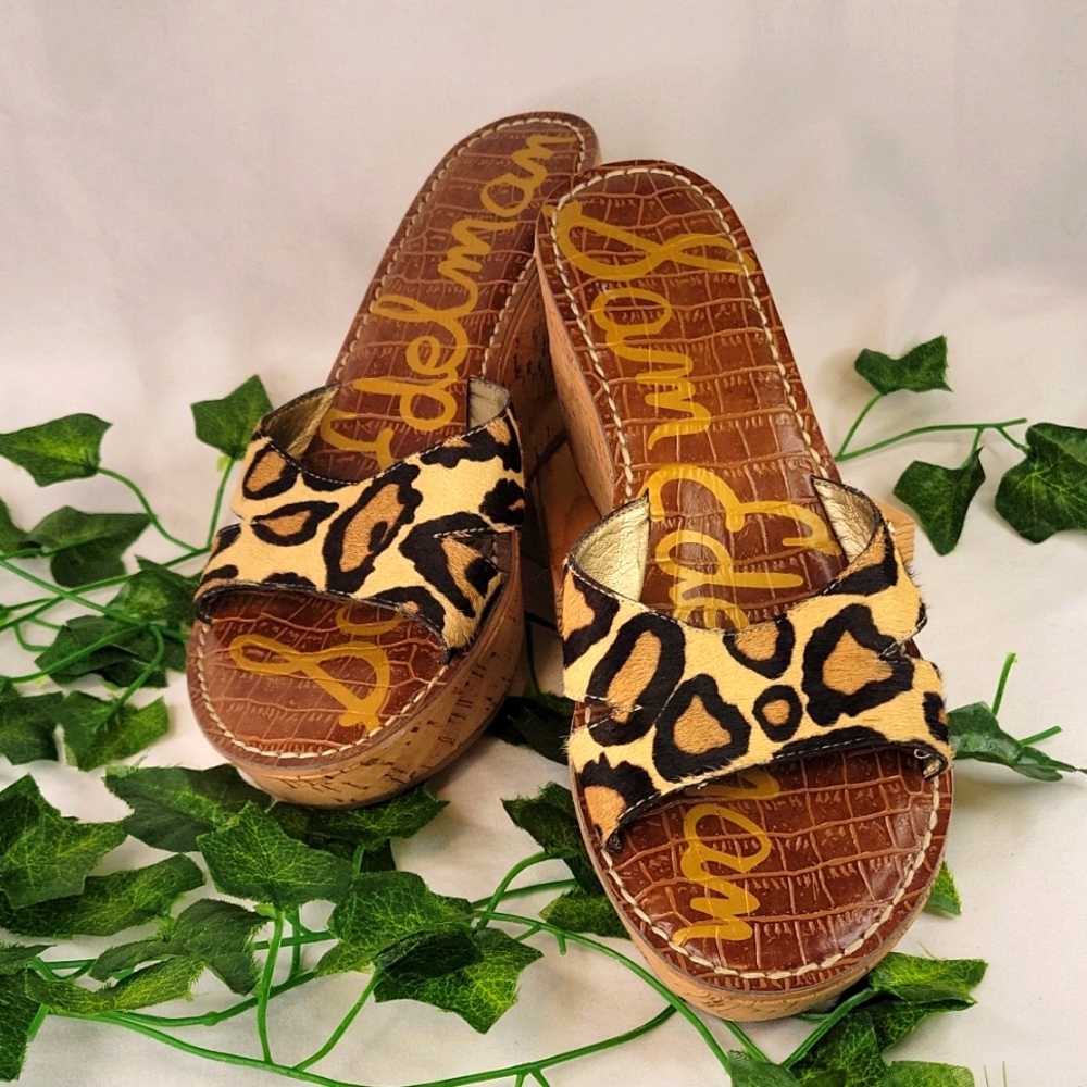 COPY - Sam Edelman. Reid. Leopard Print. Leather Sandal Wedge. Size 8. Like New